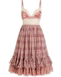 Dolce & Gabbana - Silk-Cotton Floral Corset Midi Dress - Lyst