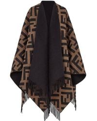 Fendi - Monogram Fringed Reversible Poncho - Lyst
