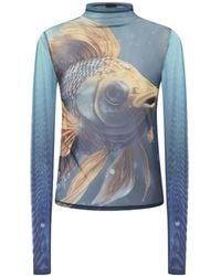 Pinko - Fish-Print Mesh Top - Lyst