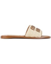 Miu Miu - Logo-Detailed Slip-On Sandals - Lyst
