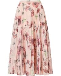 Erdem - Floral-Print Plissé-Voile Midi Skirt - Lyst