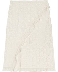 Doen - Aurella Ruffled Embroidered Midi Skirt - Lyst