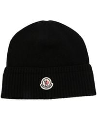 Moncler - Logo-Patch Ribbed-Knit Beanie Hat - Lyst