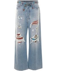 Amiri - Surfrider Distressed Wide-Leg Jeans - Lyst