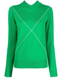 Bottega Veneta - Cross Printed V-Neck Knitted Jumper - Lyst