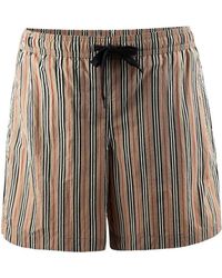 Burberry - Striped And Plaid Print Swim Trunks - Lyst