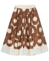 Prada - Cotton Printed Midi Skirt - Lyst