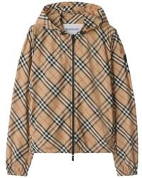 Burberry - Check Hooded Jacket - Lyst