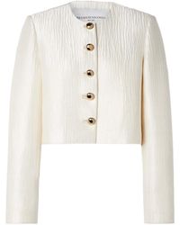 Brandon Maxwell - Minimalist Round Neck Cropped Jacket - Lyst