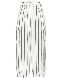 Brunello Cucinelli - High-Waisted Striped Tapered Trousers - Lyst