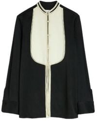 Jil Sander - Contrast-Bib Detailed Satin Shirt - Lyst