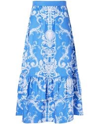 Borgo De Nor - Paulina Printed Cotton Midi Skirt - Lyst