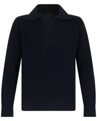 Roberto Collina - Ribbed Polo Collar Knitted Sweater - Lyst