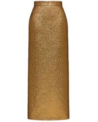Valentino - Metallic Vgold Midi Skirt - Lyst