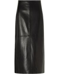 Nour Hammour - Alana Paneled Leather Midi Skirt - Lyst