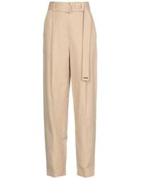 MSGM - Belted Straight-Leg Trousers - Lyst