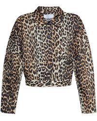Ganni - Leopard-Print Jacket - Lyst