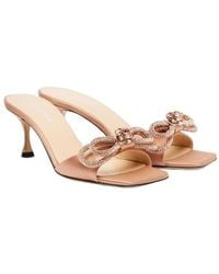 Mach & Mach - Double Bow Embellished Satin 65 Mules - Lyst
