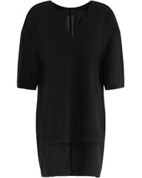 Rick Owens - Short-Sleeved V-Neck Step Hem Blouse - Lyst