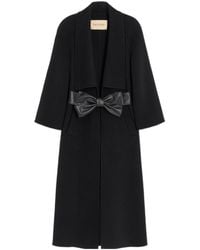 Valentino - Soft Drap Bow Belt Coat - Lyst