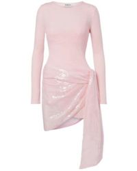 Area - Pointelle Sequined Draped Minidress - Lyst