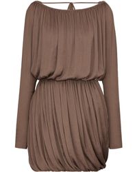 Saint Laurent - Elasticated Long-Sleeve Midi Dress - Lyst