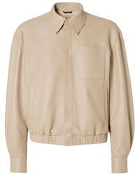 Fendi - Long Sleeved Snapped Leather Jacket - Lyst
