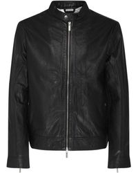 SELECTED - Zippered Long-Sleeved Leather Jacket - Lyst