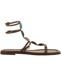 Gianvito Rossi - Shanti Embellished Flat Sandals - Lyst