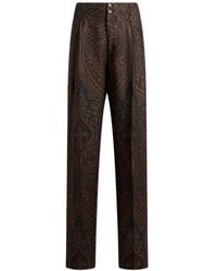 Etro - Wool-Blend Jacquard Trousers With Pegaso Buttons And Paisley Motif - Lyst