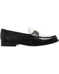 Tory Burch - Logo Plaque Two-Toned Loafers - Lyst