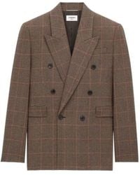 Saint Laurent - Prince De Galles Wool Blazer - Lyst