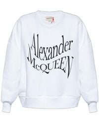 McQueen - Logo Printed Crewneck Sweatshirt - Lyst