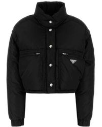 Prada - Triangle-Logo Button-Up Jacket - Lyst