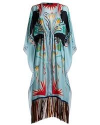 Etro - X Tabby Booth Silk Kaftan With Fringing And Placed Print - Lyst