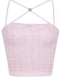 Alessandra Rich - Halterneck Sleeveless Knitted Cropped Top - Lyst