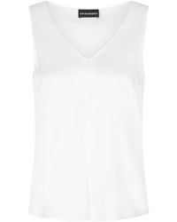 Emporio Armani - V-Neck Satin Top - Lyst