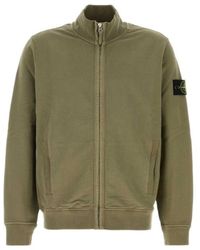Stone Island - Logo Patch Zip-Up Sweatshirt - Lyst
