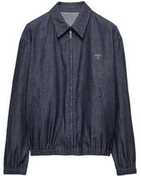 Prada - Chambray Denim Blouson Zipper Jacket - Lyst