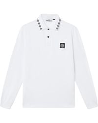 Stone Island - Slim Fit Long Sleeve Polo Shirt With Compass Patch - Lyst