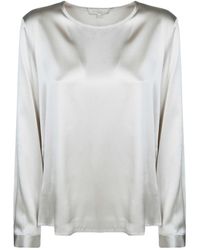 Antonelli - Satin Long-Sleeve T-Shirt With A Round Neck - Lyst