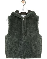 Loewe - Shearling Hooded Zip-Up Vest - Lyst