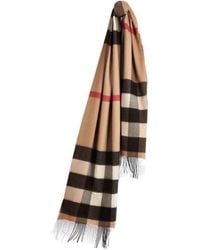 Burberry - Classic Plaid Fringed Cashmere Scarf - Lyst