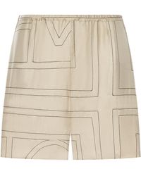 TOTEME - Totême Monogram-Print Satin Shorts - Lyst