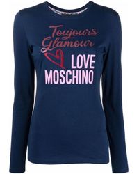 Moschino - Longsleeved Logo-Print Top - Lyst