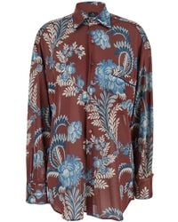 Etro - Floral Printed Curved Hem Shirt - Lyst