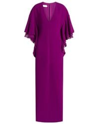 Alberta Ferretti - Ruffled V-Neck Maxi Dress - Lyst