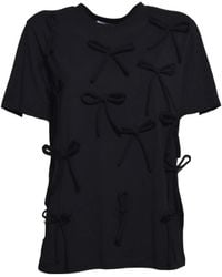 MSGM - Bow-Embellished Crewneck T-Shirt - Lyst