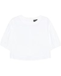 Emporio Armani - Crewneck Puff-Sleeved Blouse - Lyst