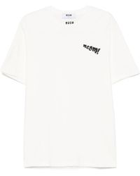 MSGM - Logo Embroidered Jersey T-Shirt - Lyst